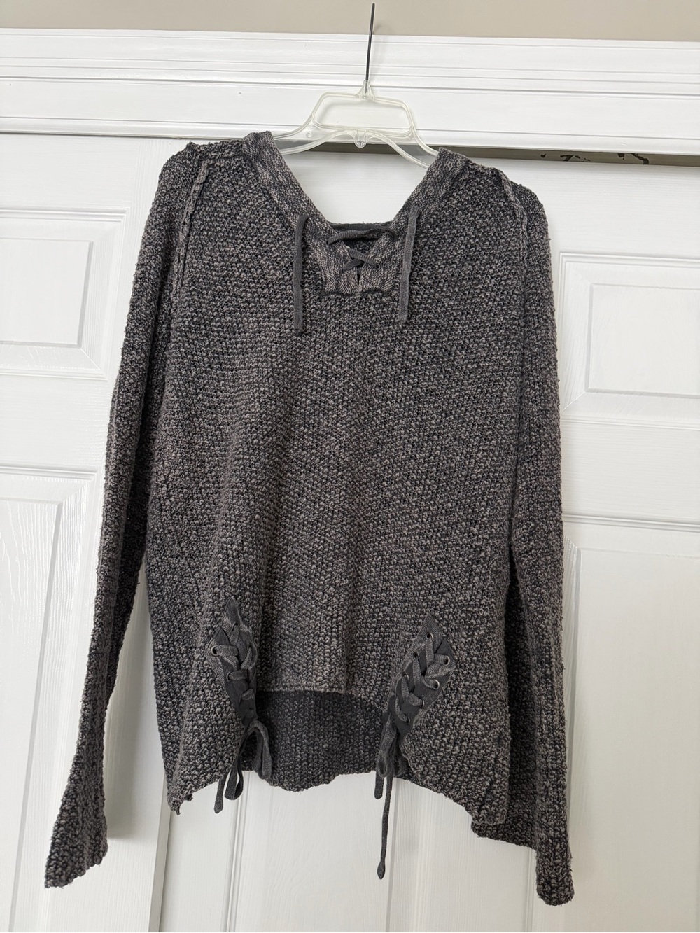 Vintage Havana Charcoal Lace-Up Knit Pullover
